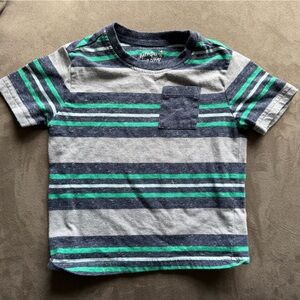 Jumping Beans Boys 2T Short Sleeve Stripe Tee Blue Gray Green
